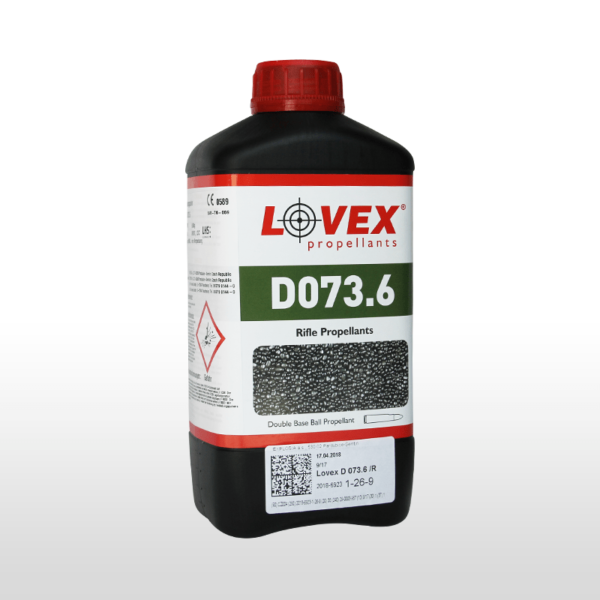 Lovex D073.6 Bezdýmý střelný prach výborné výsledky v nábojích (.308) a ve větších rážích.